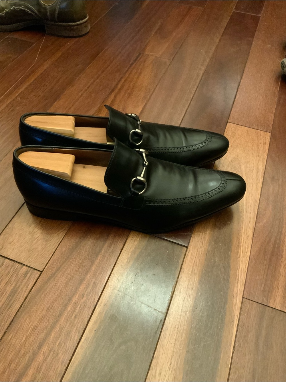 Men’s Gucci Black Leather Horsebit Loafers Size 9.5 - Picture 3 of 7